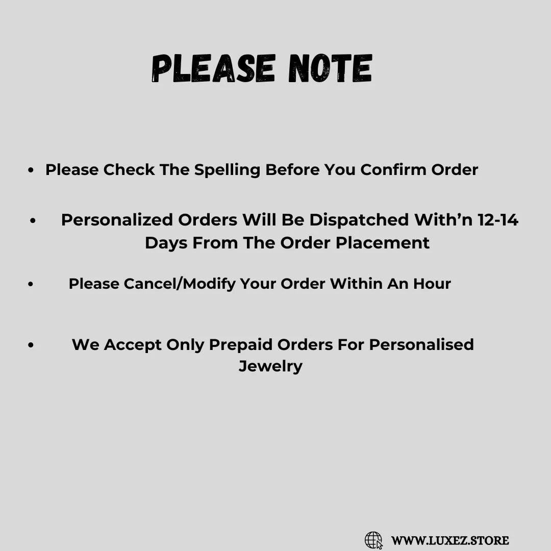 Instructions for order confirmation and customization on a gray background with Luxez Store branding.