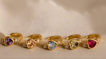 Luna Amethyst Hoops in 18K gold finish by LUXEZ Jewels