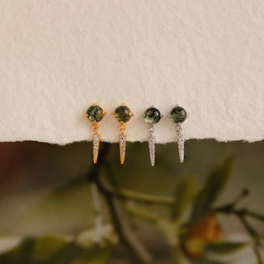 Daring Elegance: Agate Diamond Drop Earrings