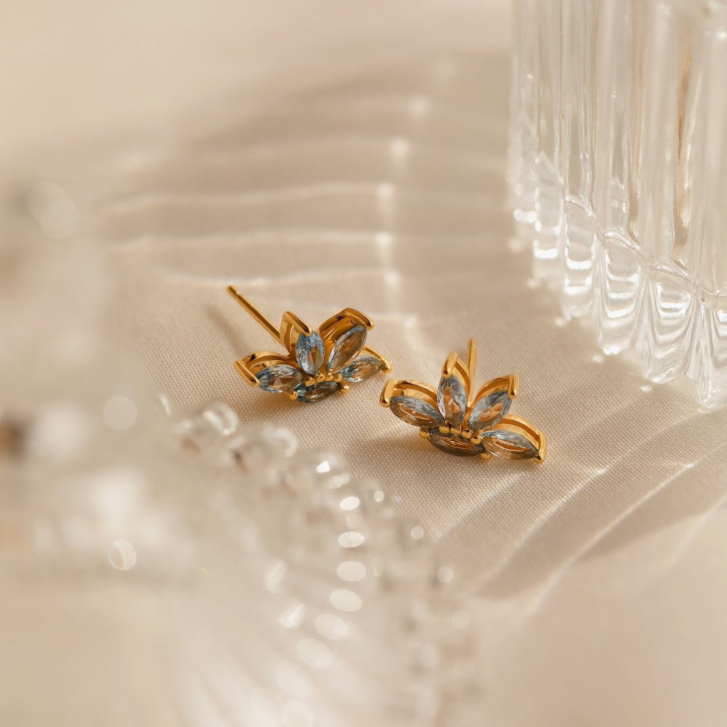 Oceanic Elegance: Aquamarine Marquise Studs 18K Gold