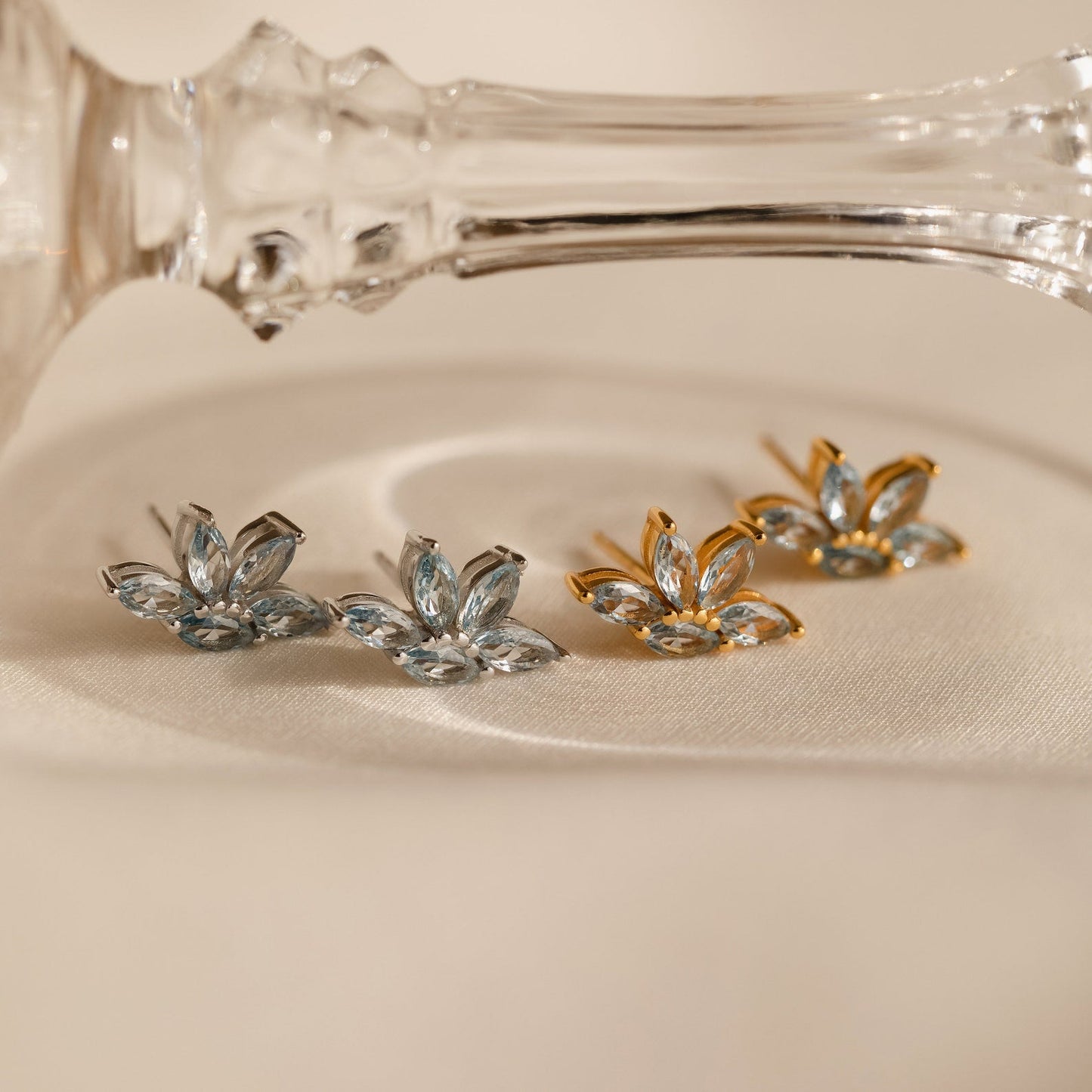Oceanic Elegance: Aquamarine Marquise Studs
