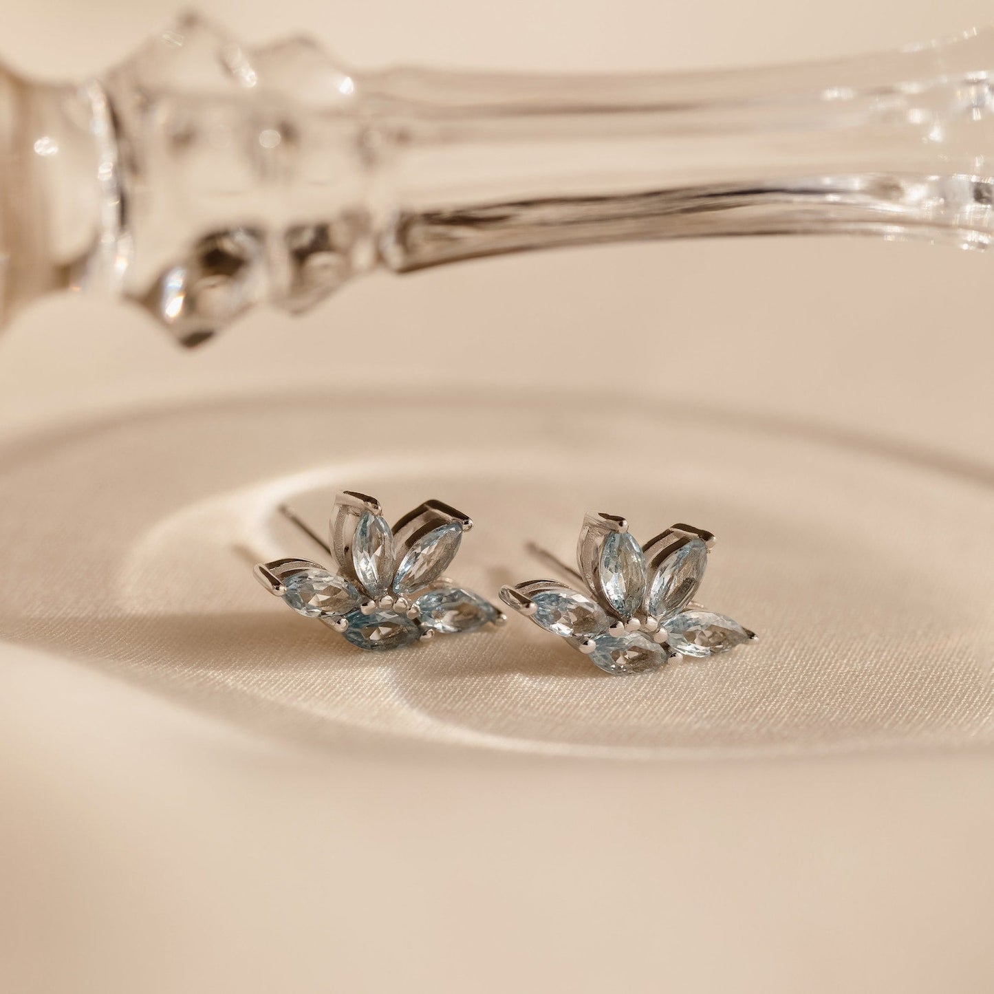 Oceanic Elegance: Aquamarine Marquise Studs Sterling Silver