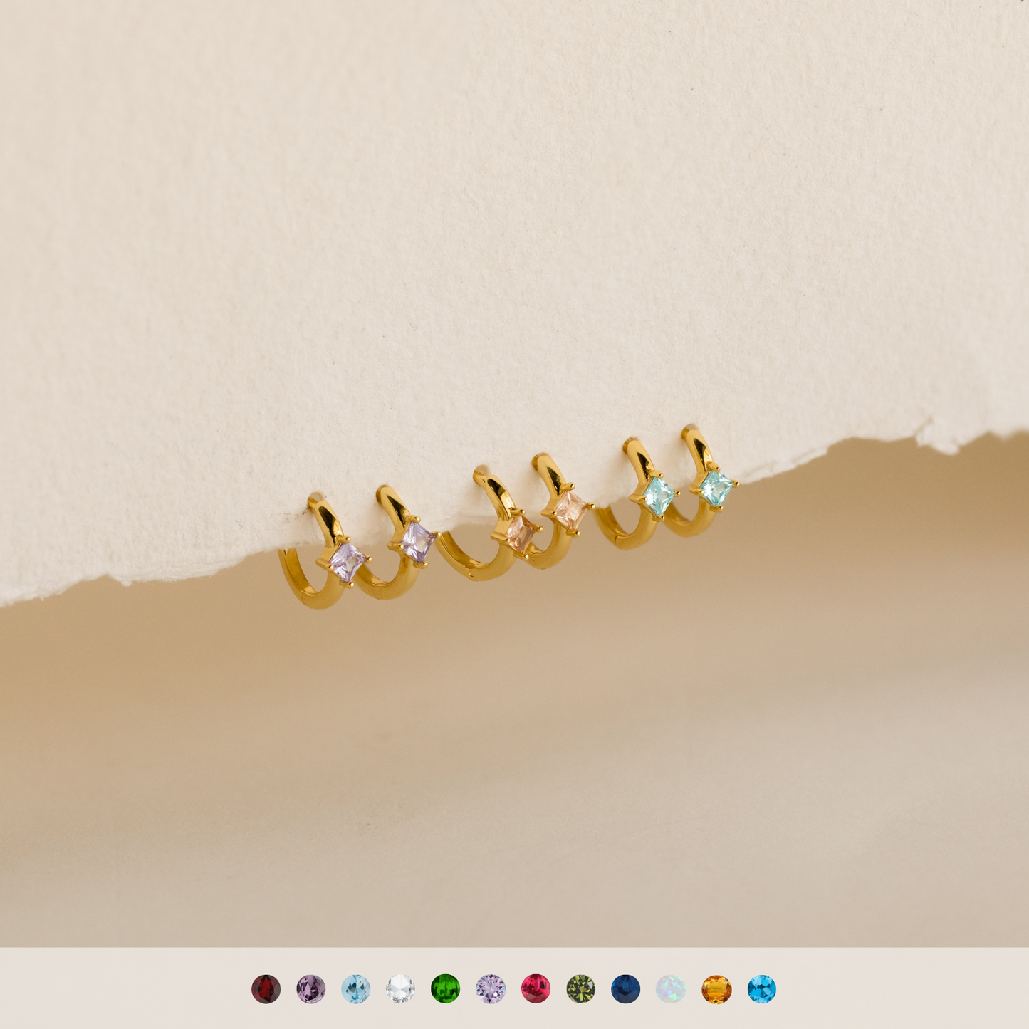 Personalized Elegance: Athena Birthstone Huggie Earrings