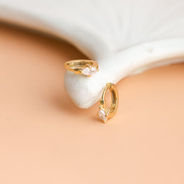 Aurora Marquise Diamond Huggie Earrings, featuring CZ diamonds on sterling silver or 18K gold, showcasing timeless elegance and sophistication