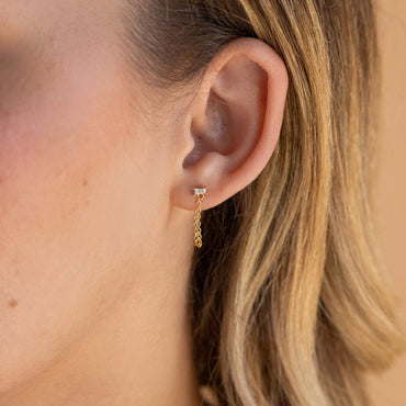 Baguette Diamond Chain Earrings