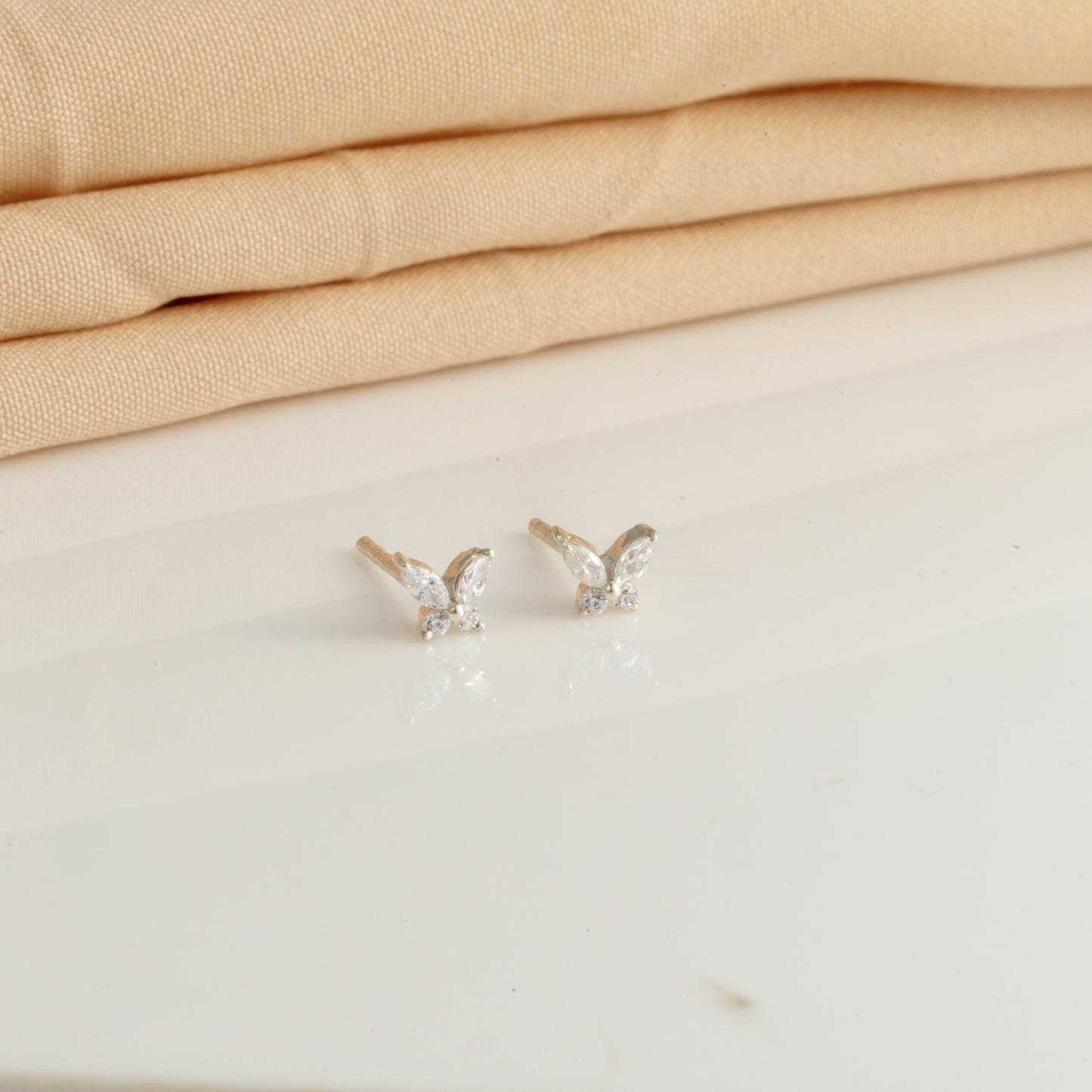 925 Silver Butterfly Diamond Studs