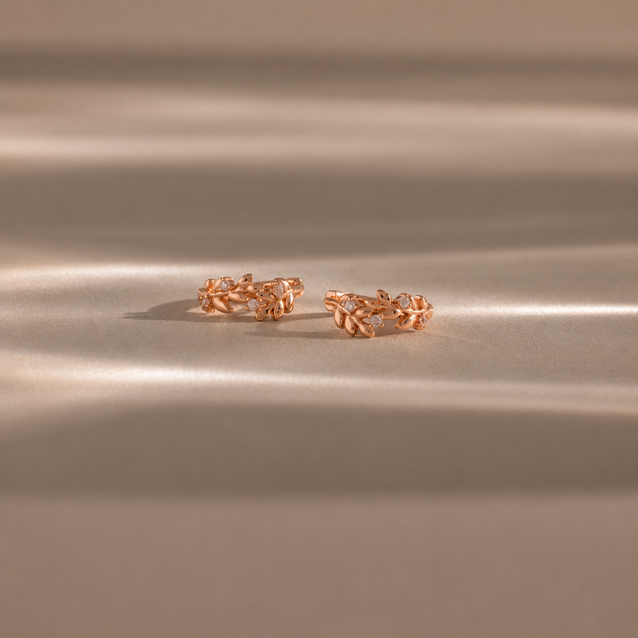 Dainty Diamond Leaf Hoops