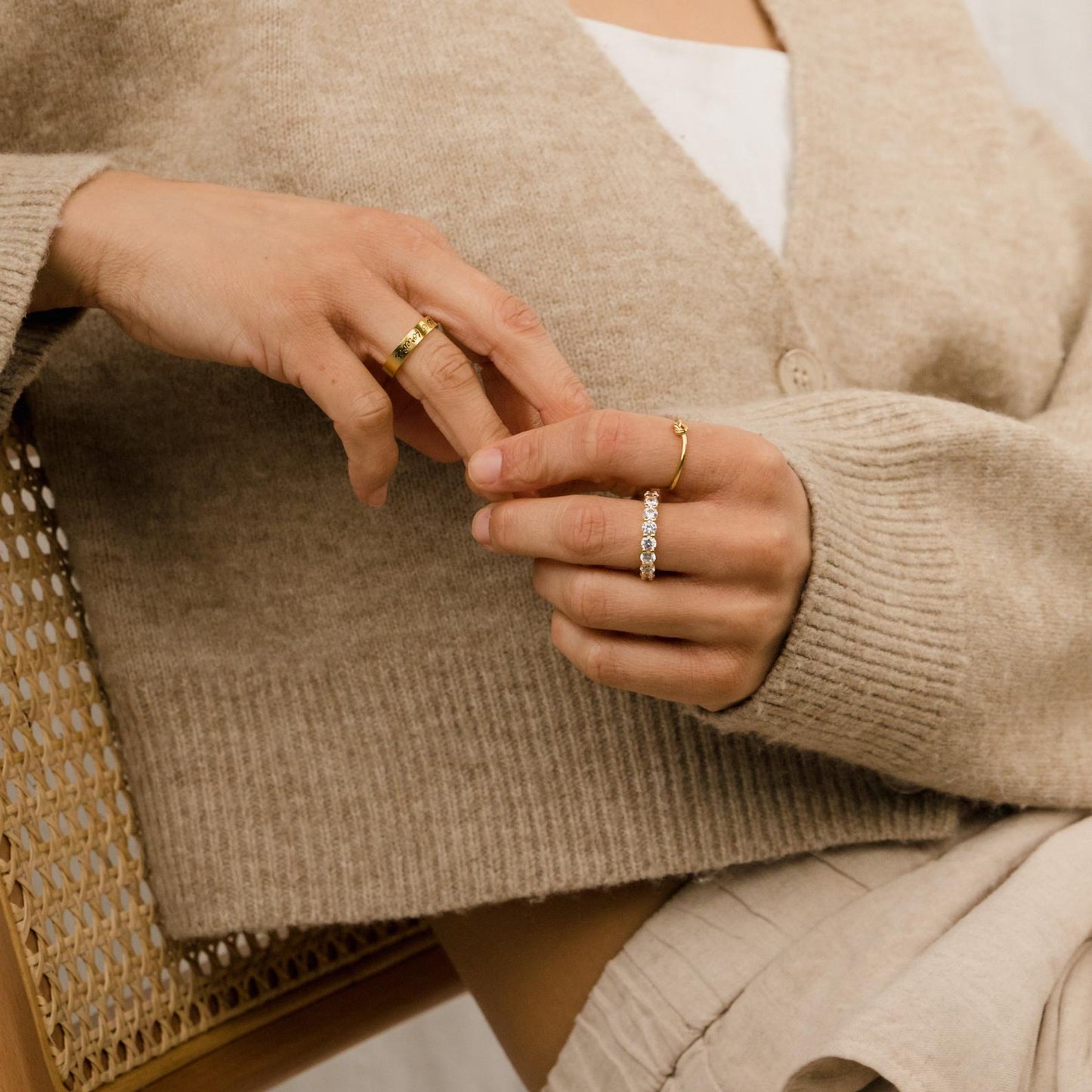 Christy Ring - 18K Gold Plated Sterling Silver Eternity Band with CZ Diamonds