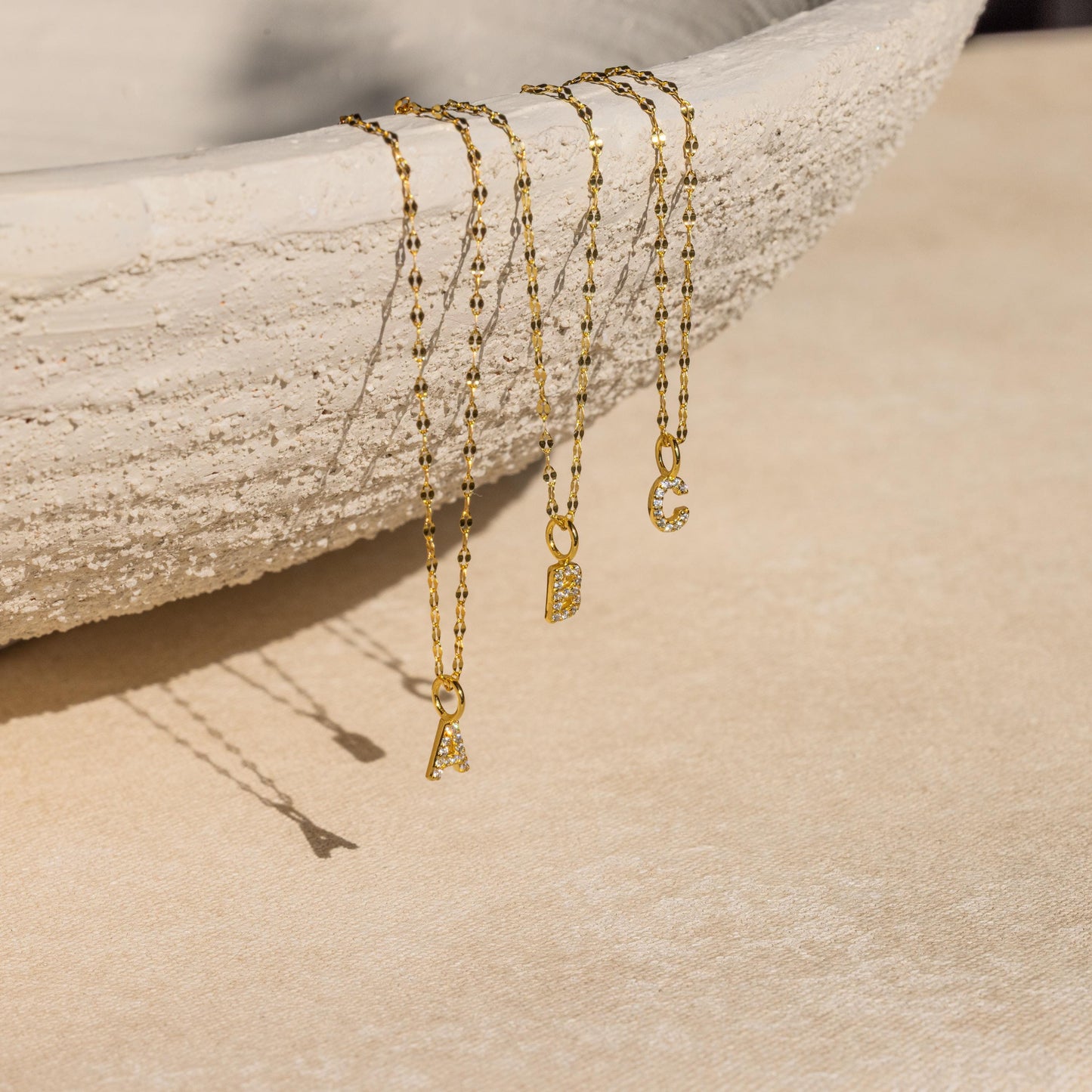 Dainty Pave Letter Necklace