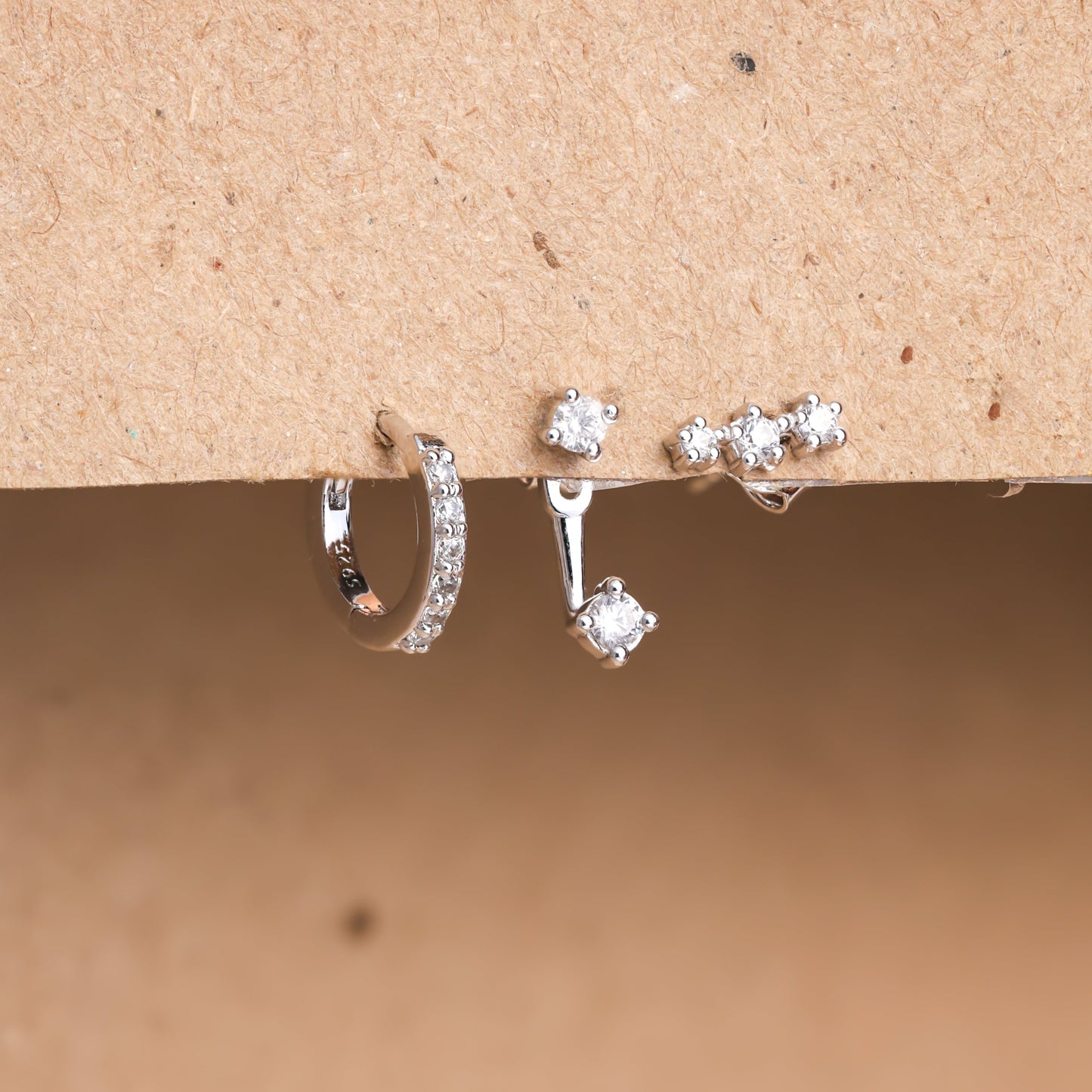 925 Silver Diamond Earrings Set For Women/Girls