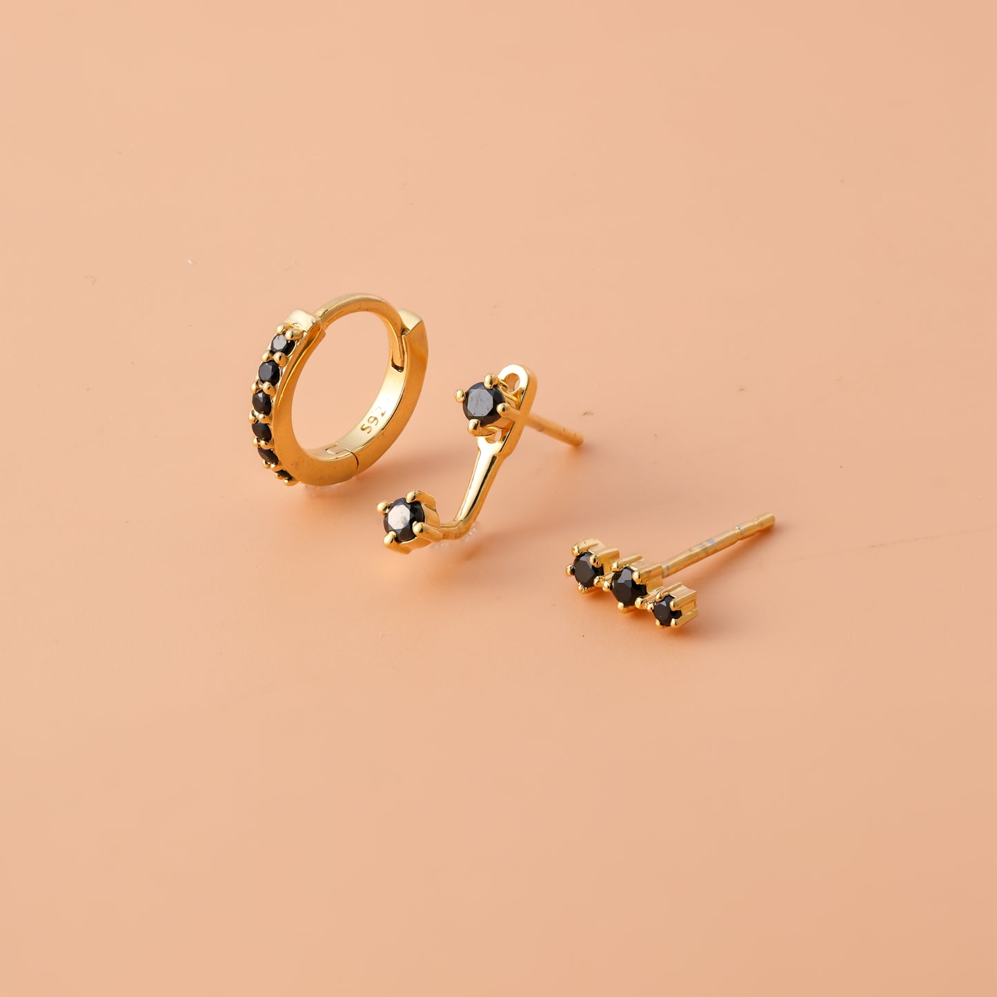 Black Diamond Earrings Set Gold Plated For Women/Girls