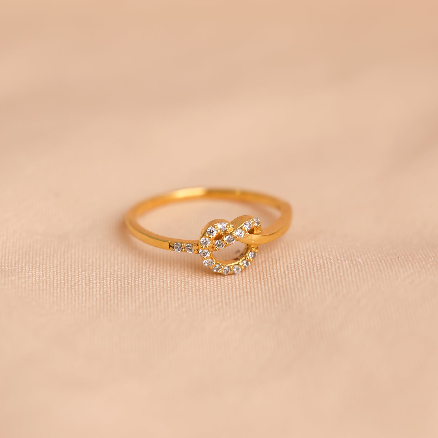 Eternal Love Diamond Heart Knot Ring Gold Plated For Women/Girls
