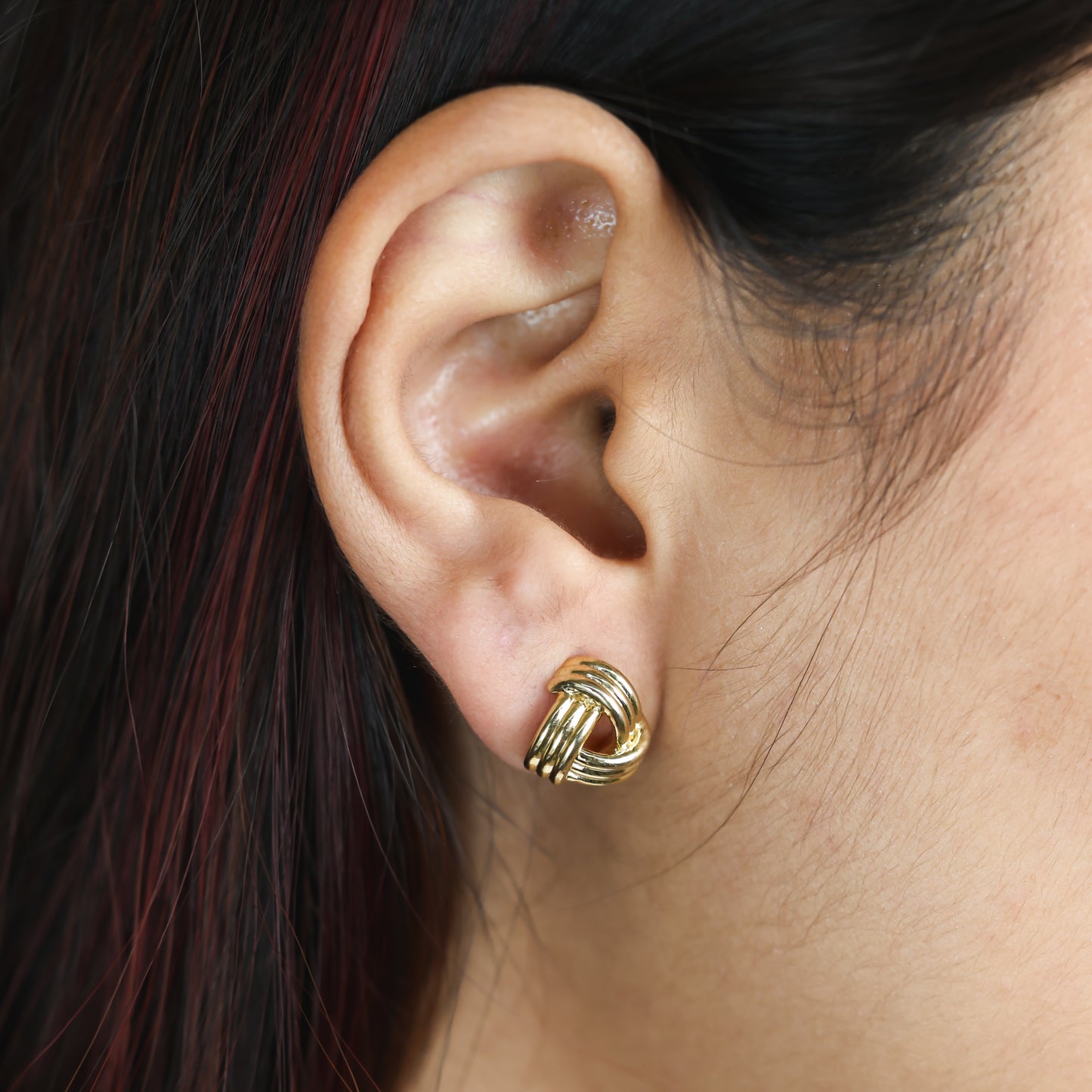 Trendy Bold Triple Knot Stud Earrings For Women/Girl