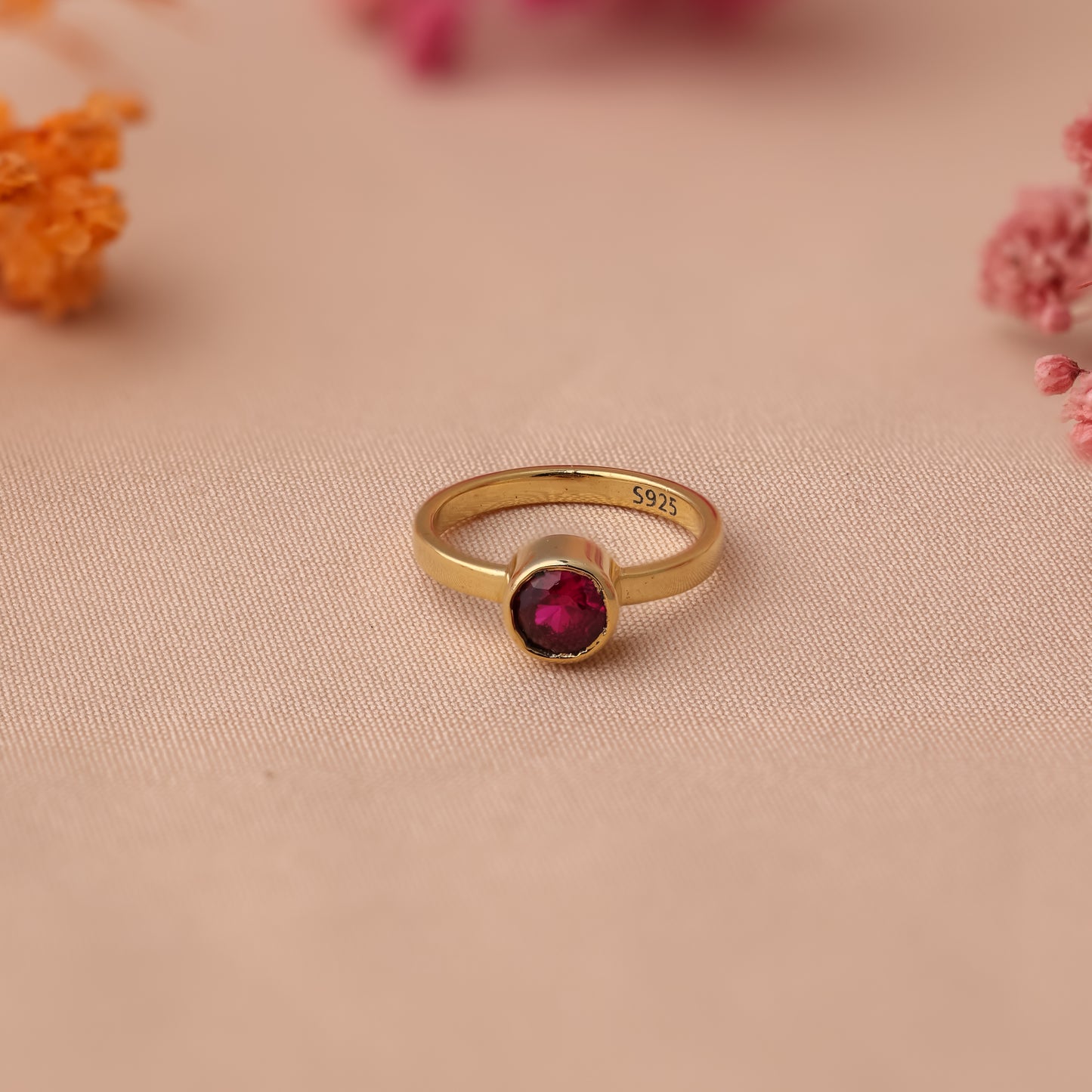 Birthstone Signet Ring 18k Gold For Women/Girls