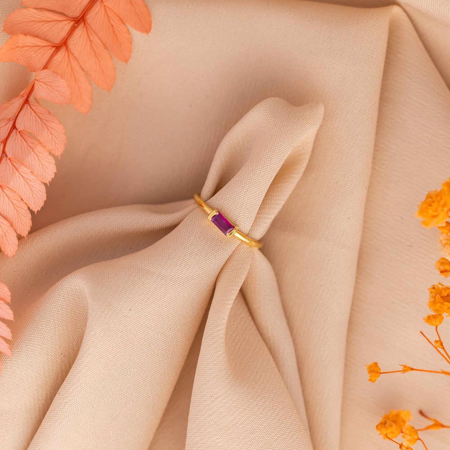 February Amethyst Custom Baguette Birthstone Ring