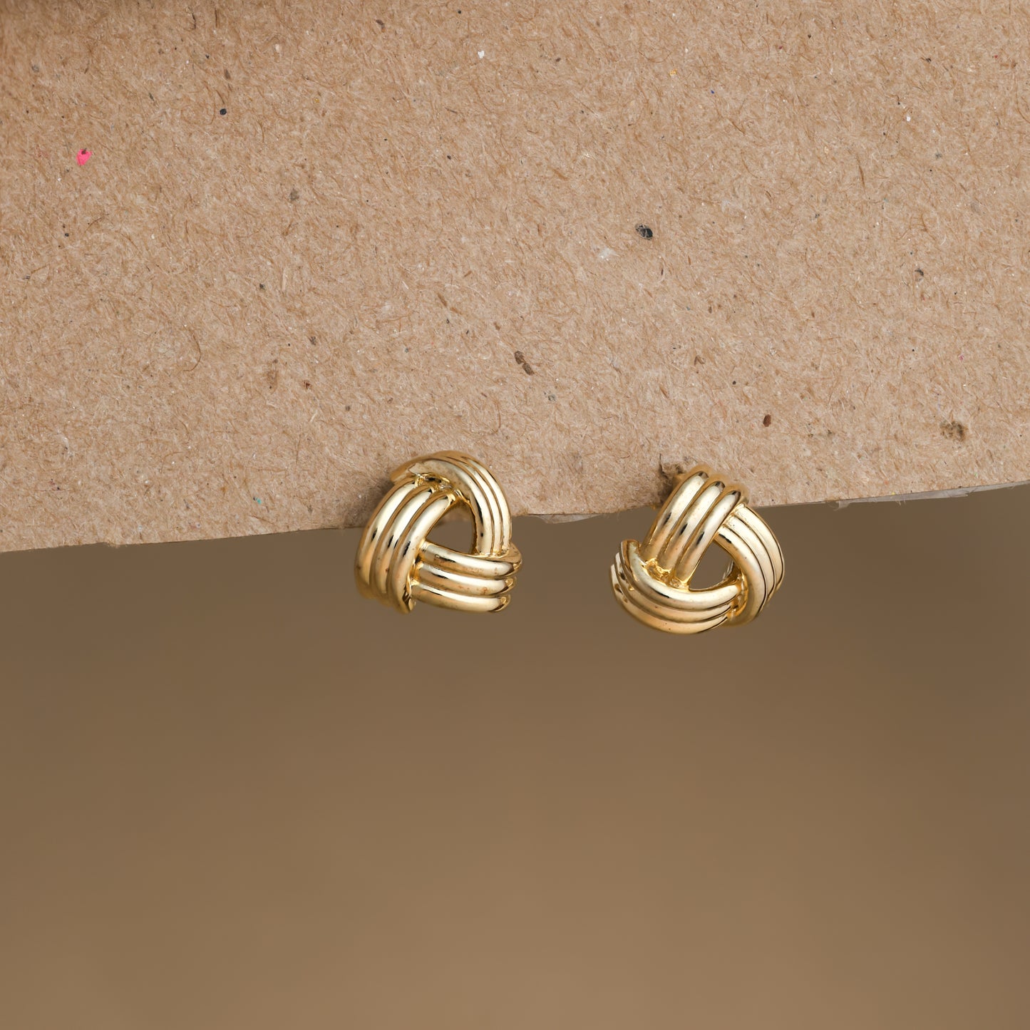 Bold Triple Knot Stud Earrings 18k Gold For Women/Girl