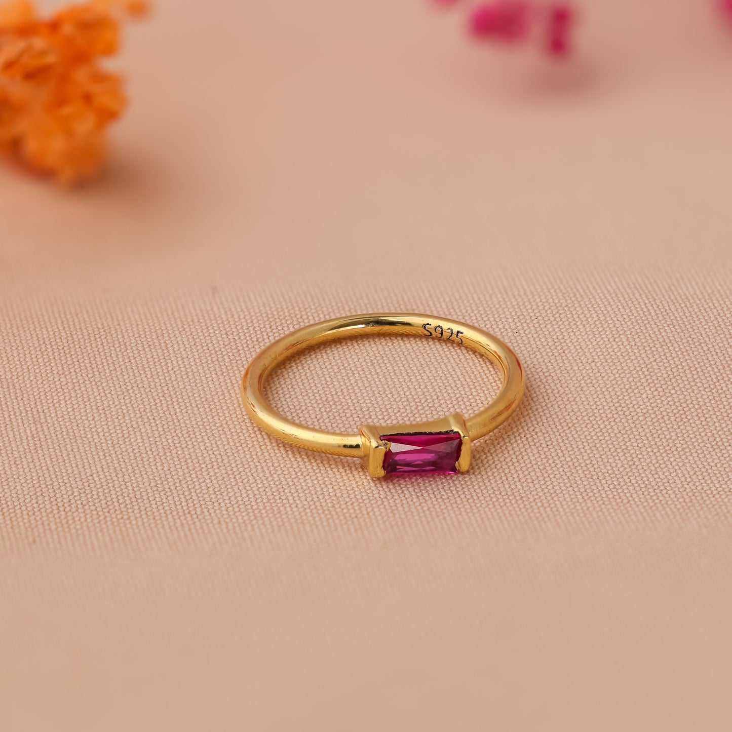 Baguette Birthstone Ring For Women/Girls