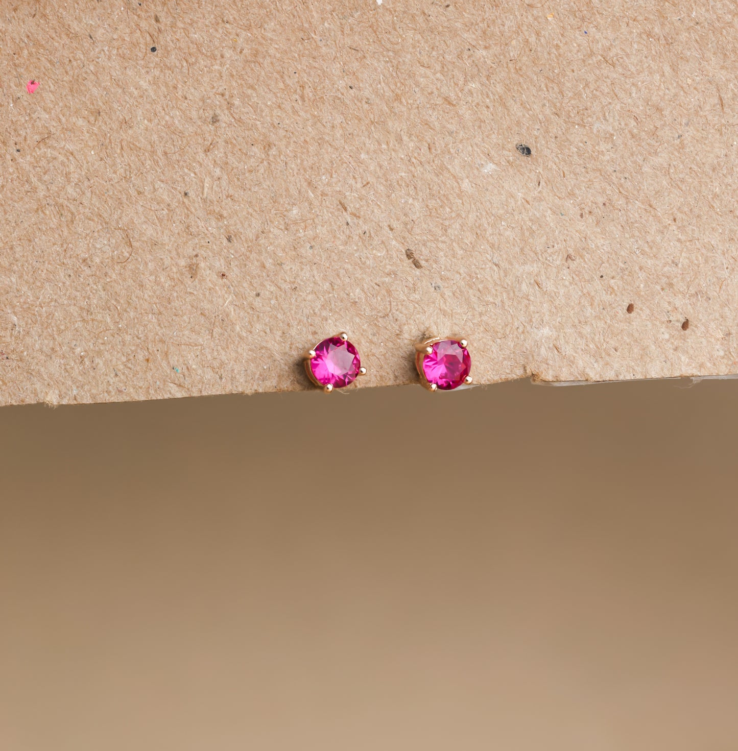 Booker Large Birthstone Stud Earrings 18K Gold July Ruby