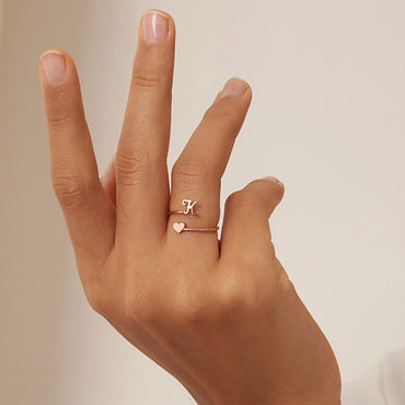 Initial Heart Wrap Ring