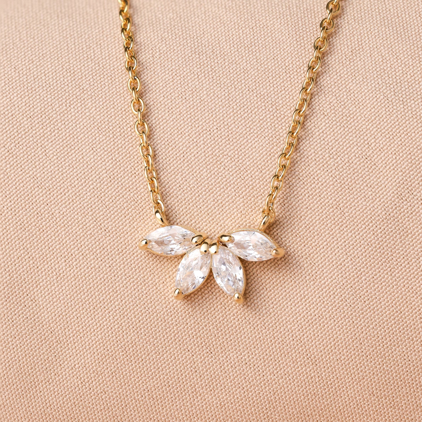 Marquise Diamond Necklace 18k Gold Plated For Women/Girls