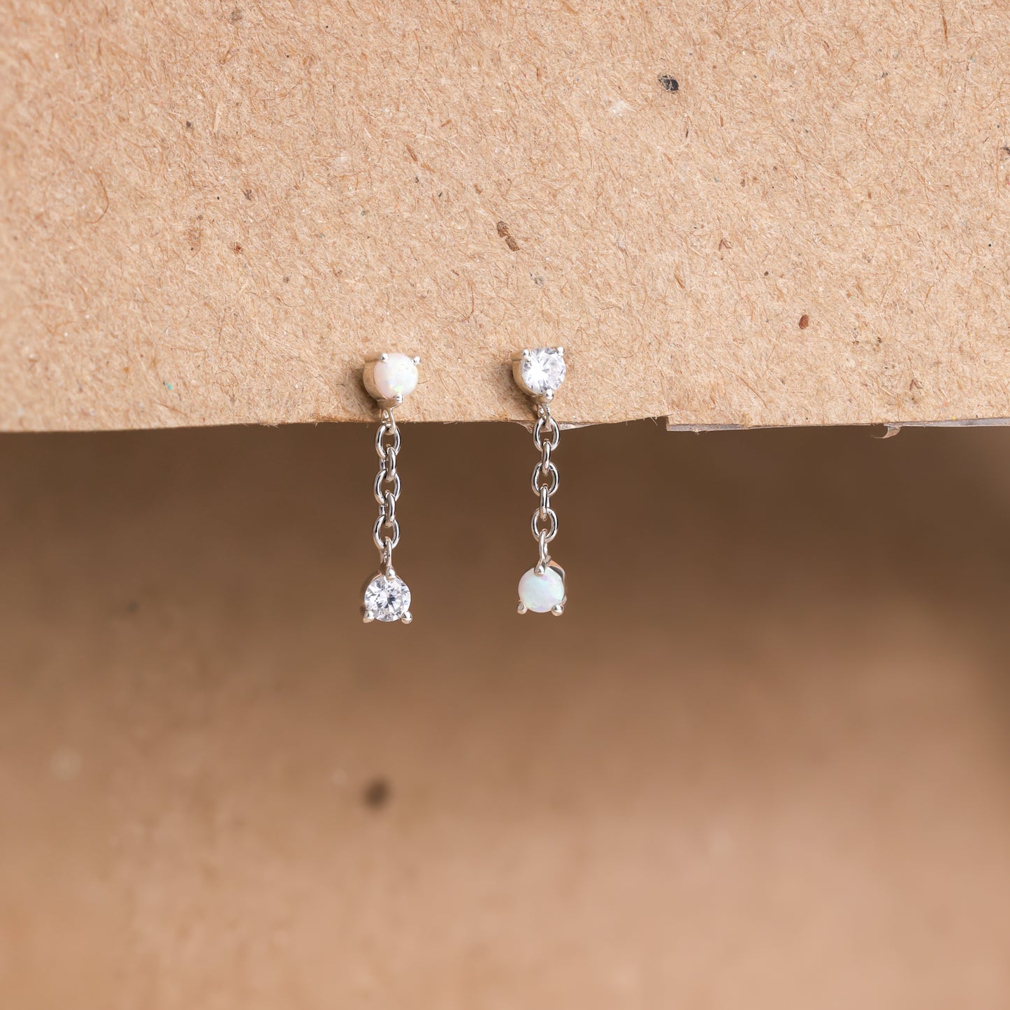 Opal Drop Stud Earrings: Playful Elegance 925 Sterling Silver