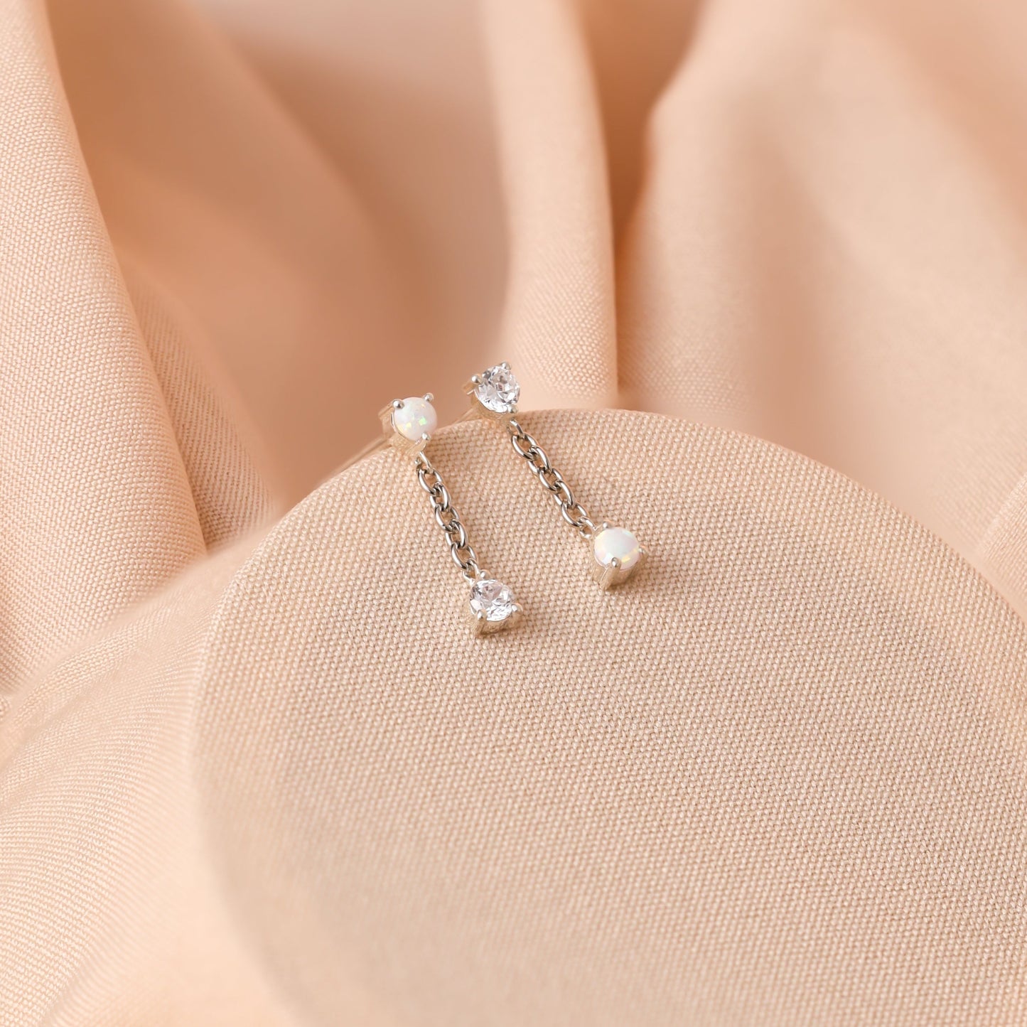 925 Silver Opal Drop Stud Earrings For Women/Girls