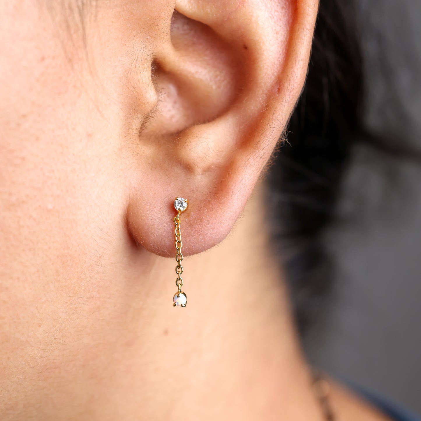 Opal Drop Stud Earrings: Playful Elegance