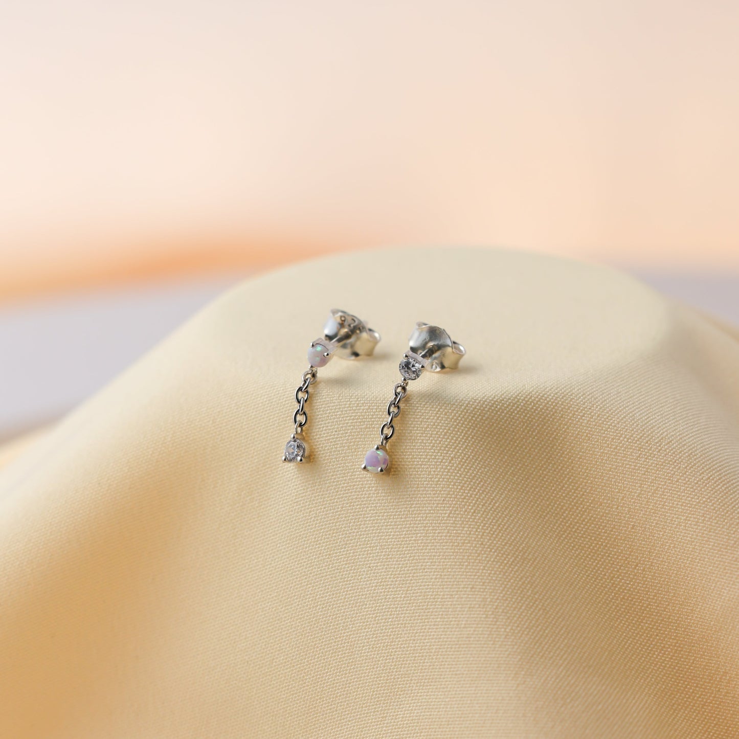 Opal Drop Stud Earrings: Playful Elegance Sterling Silver For Women/Girls