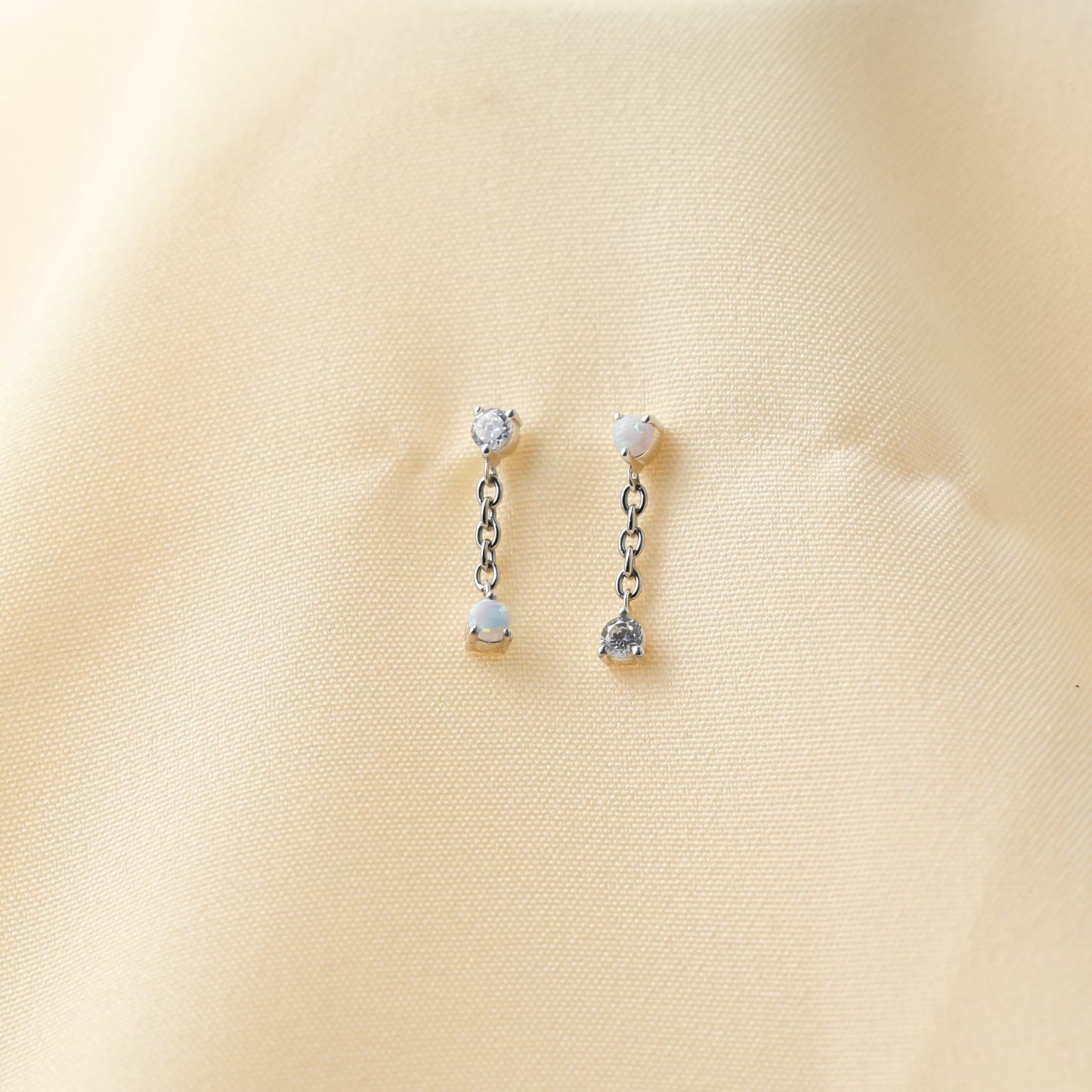 Chain Opal Drop Stud Earrings For Women/Girls