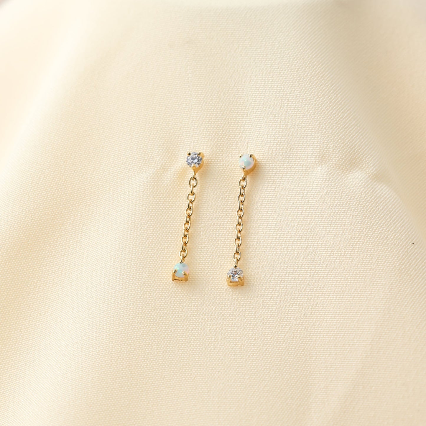 Opal Drop Stud Earrings Gold Plated For Women/Girls