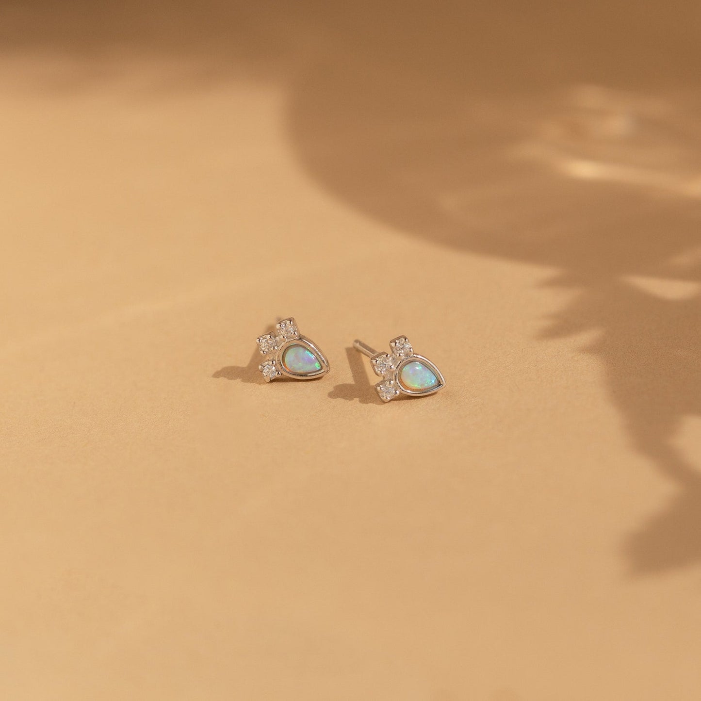 Opal Teardrop Studs Sterling Silver