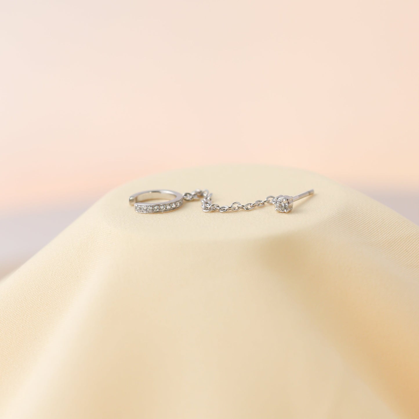 Pave Chain Ear Cuffs Front Side For Women/Girl