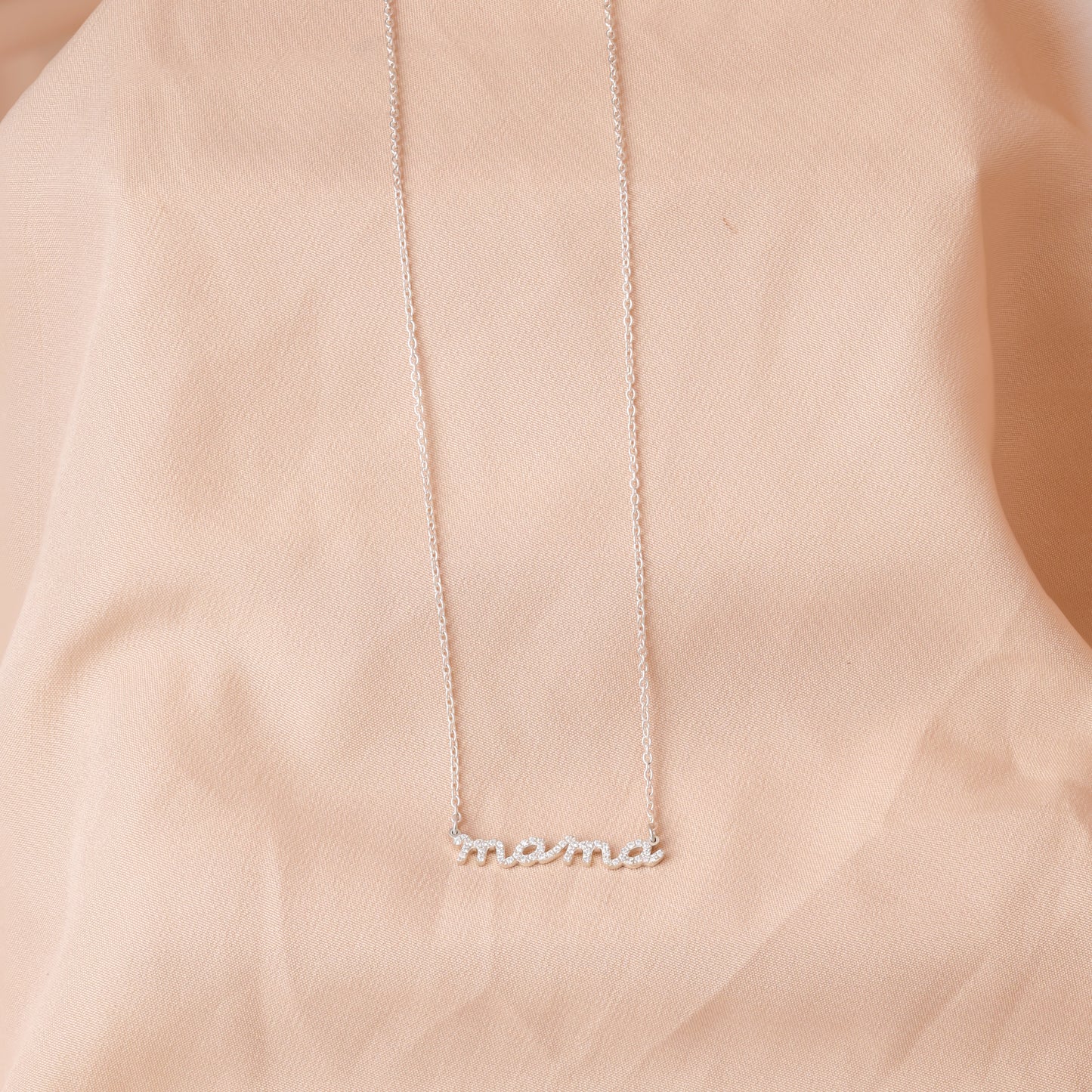Minimalist chain with crystal-studded Mama text