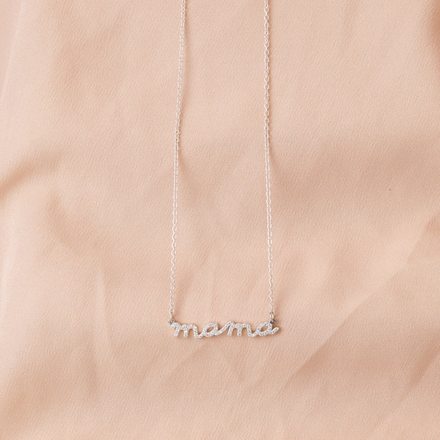 Necklace featuring pave crystal Mama word