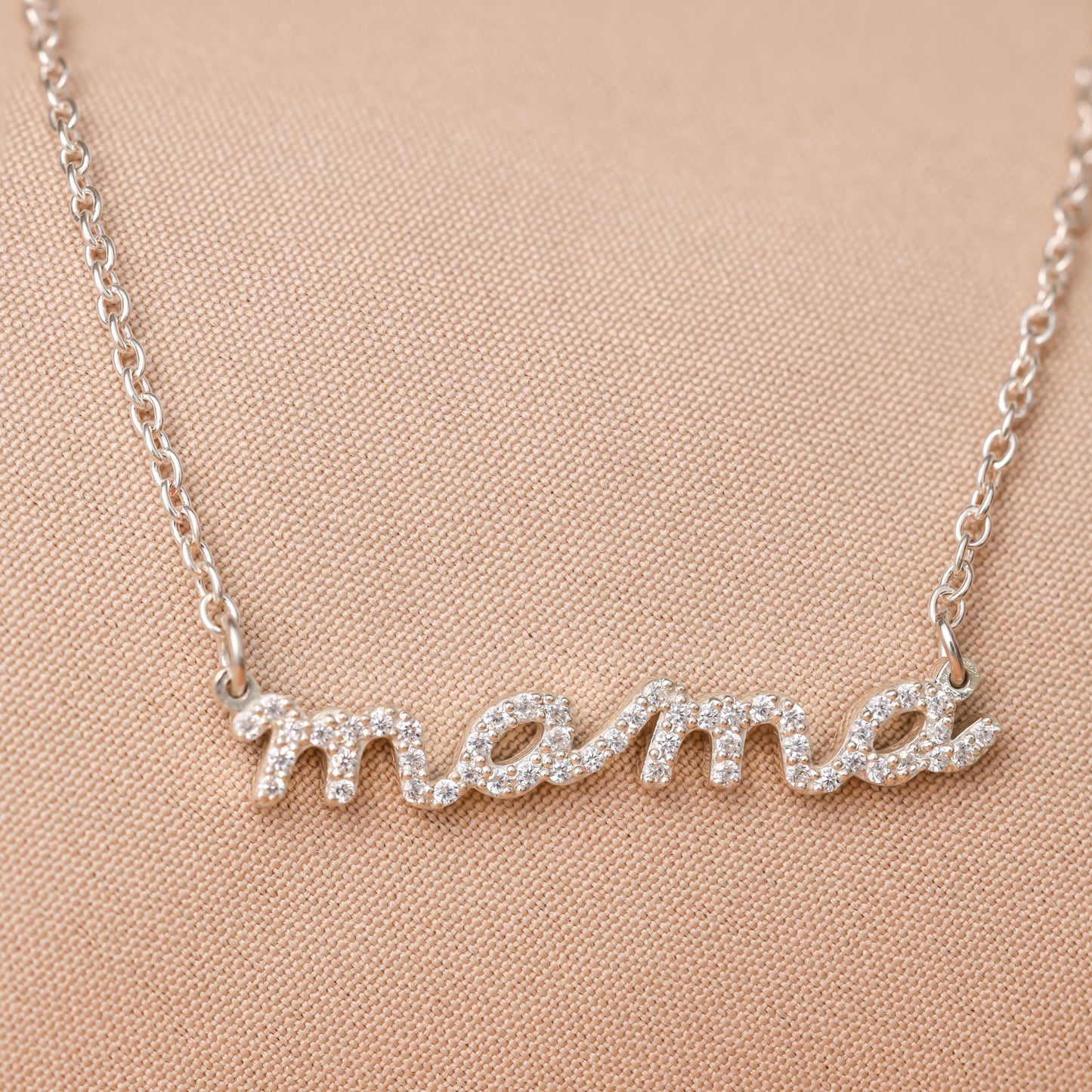 Delicate necklace with pave Mama lettering