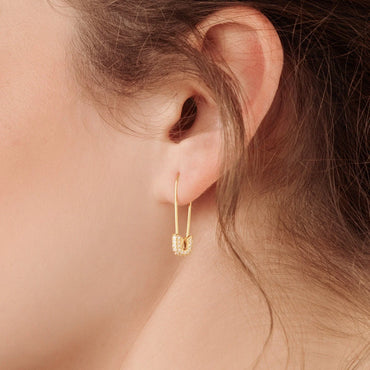 Pave Safety Pin Earring in Beautiful Girl