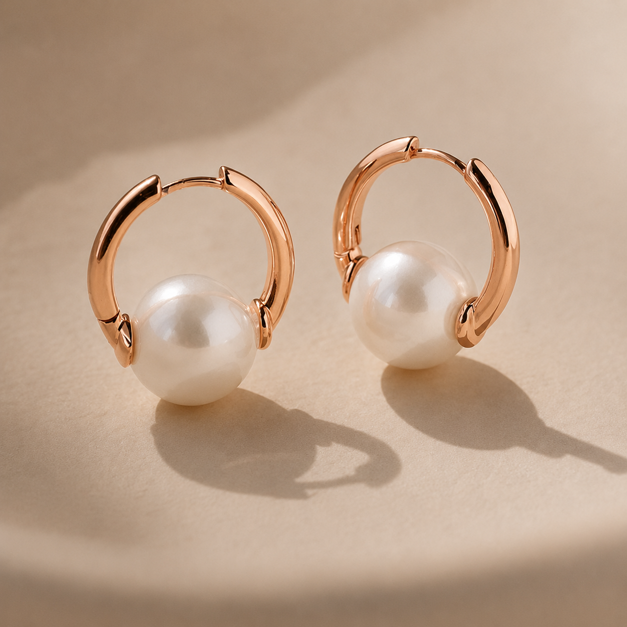 Bold Round Pearl Hoops