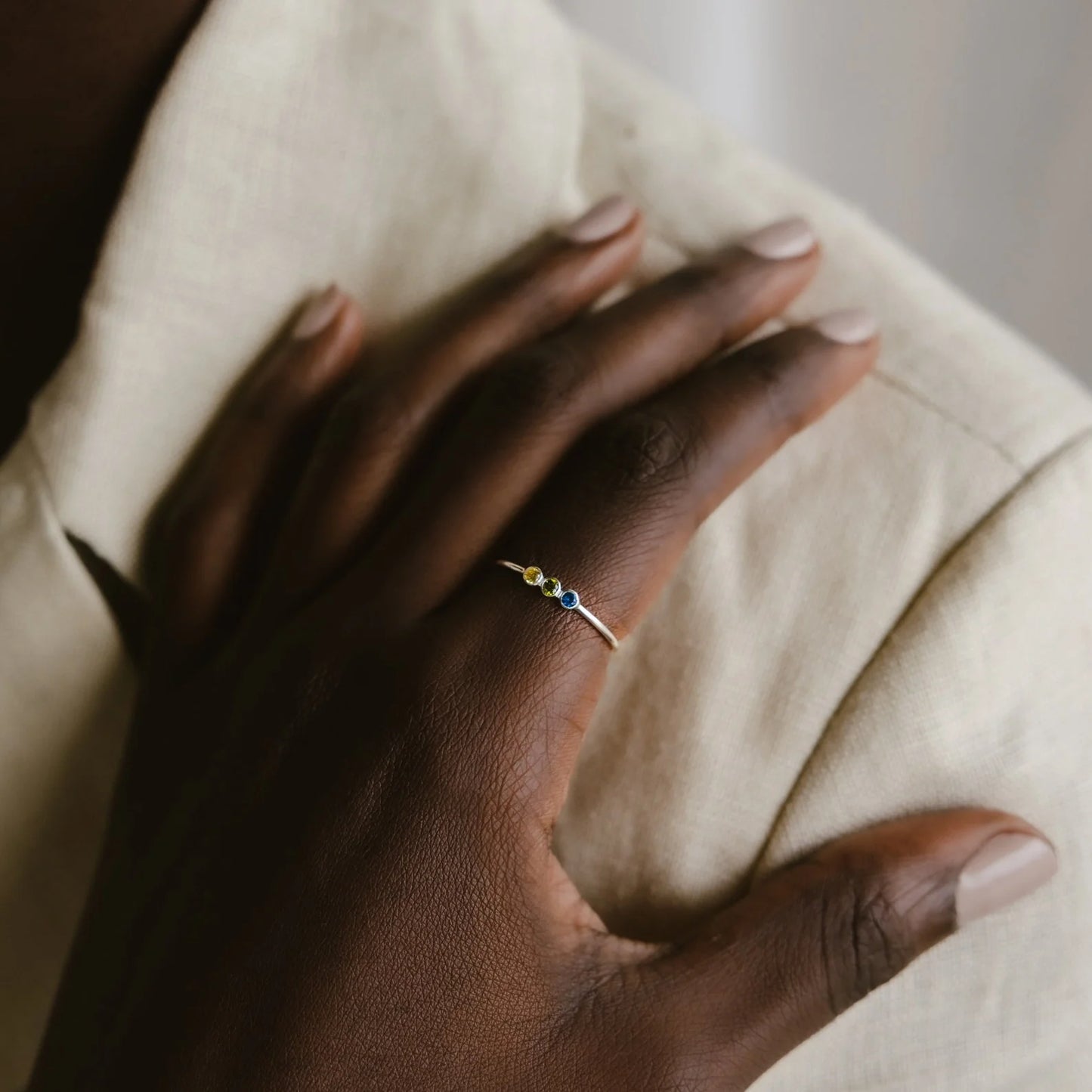 The Tiny Triple Stone Birthstone Ring