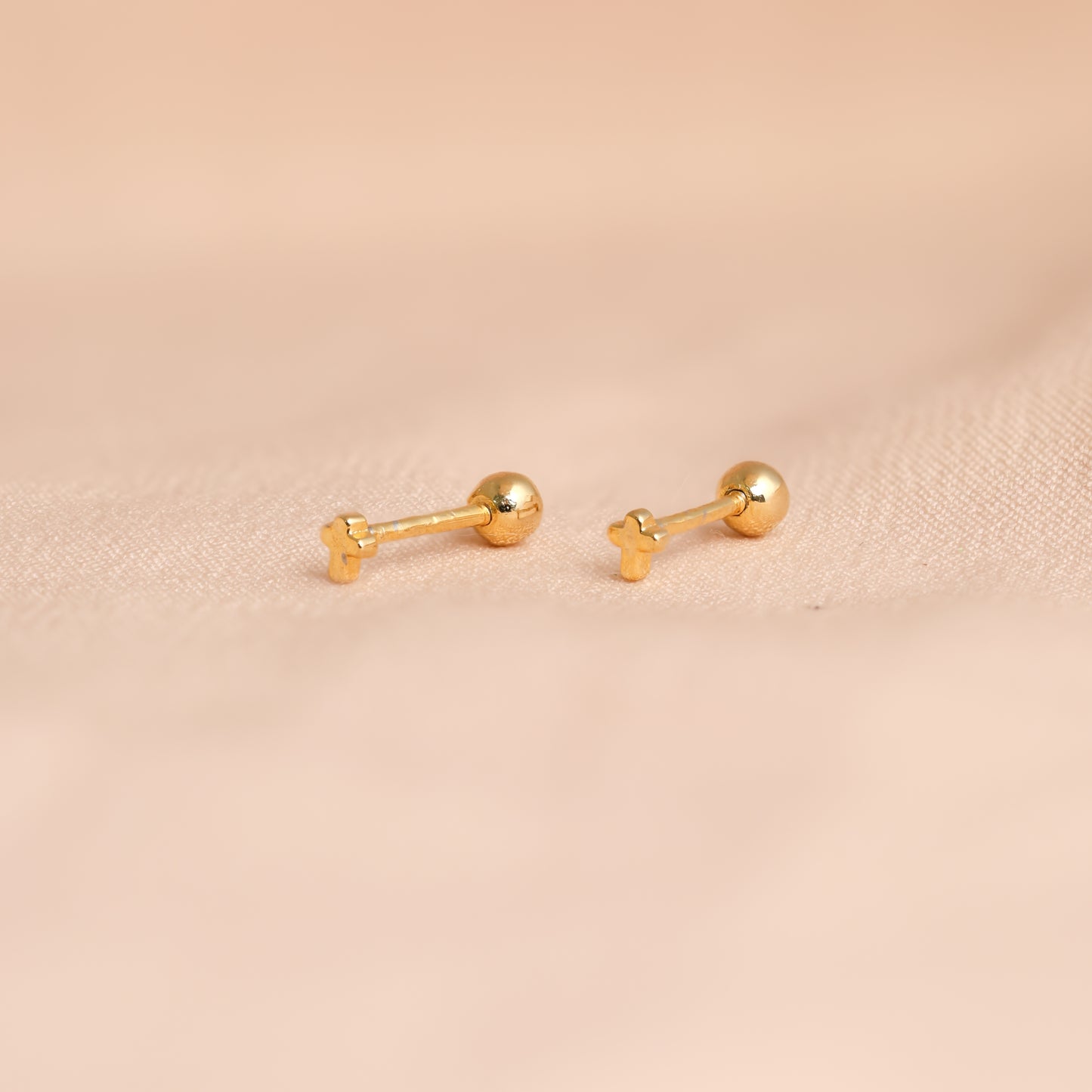 Gold Tiny Cross Studs For Women/Girls