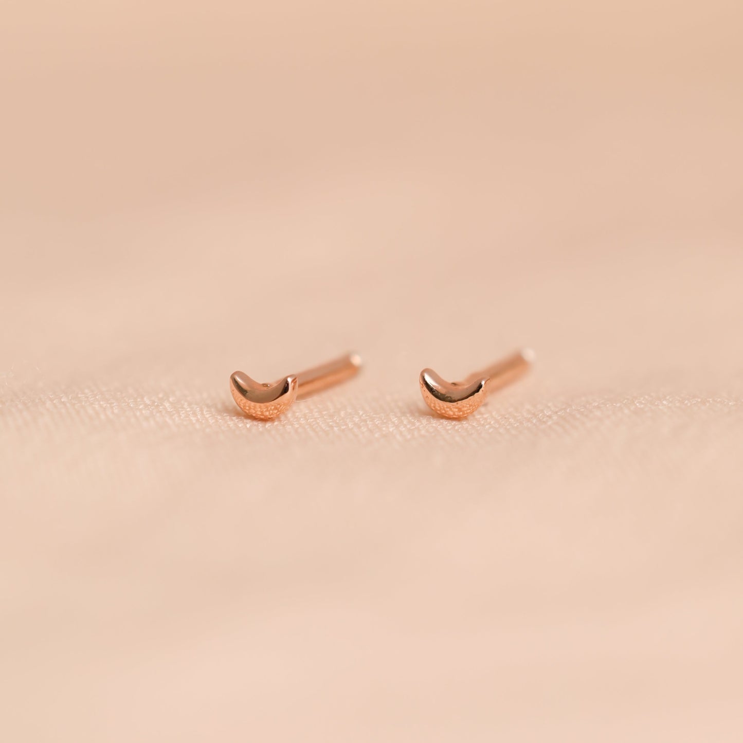 Tiny Moon Studs Rose Gold Plated For Women/Girls