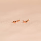 Tiny Moon Studs Rose Gold Plated For Women/Girls
