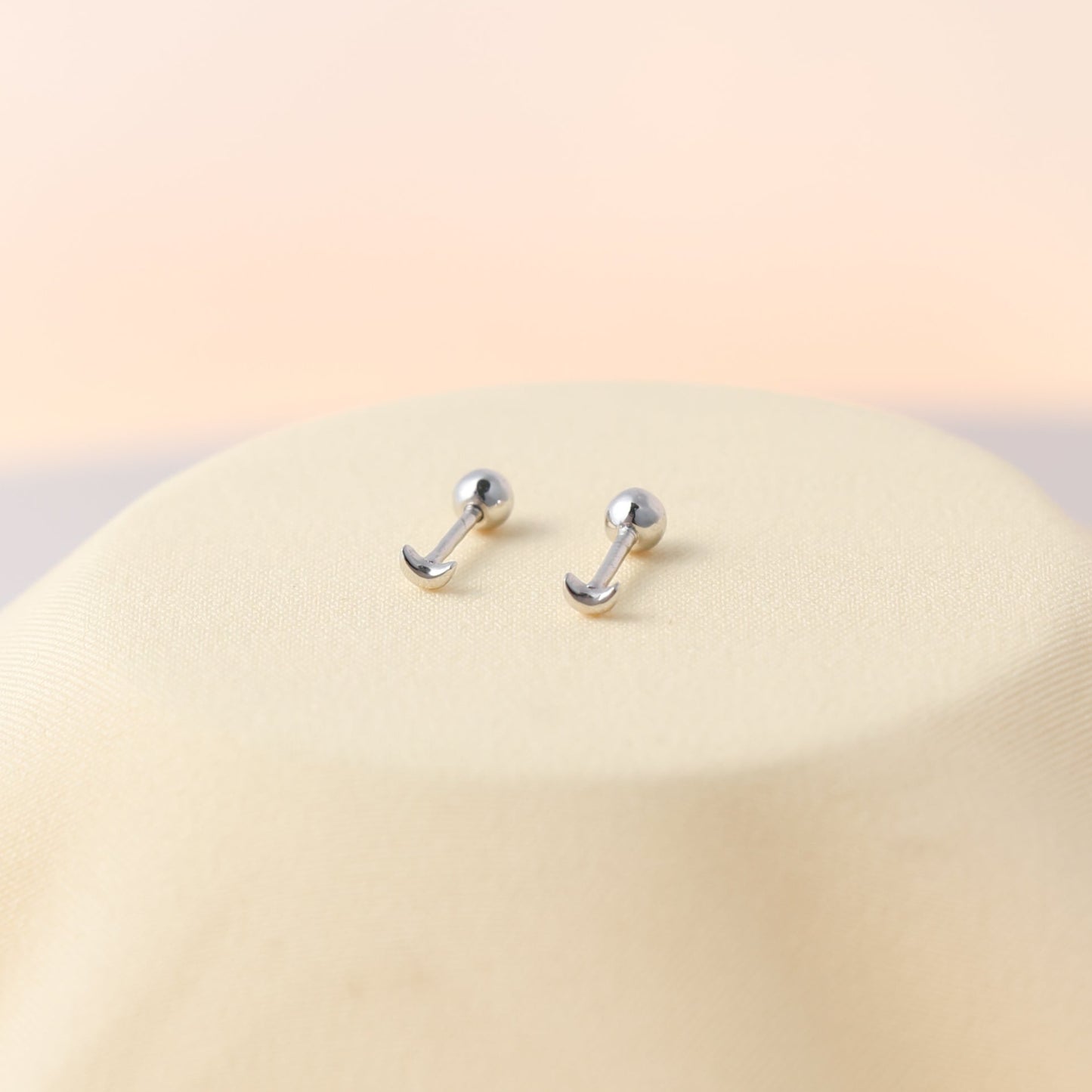 Tiny Moon Studs 925 Silver For Women/Girls