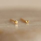 Elegant Tiny Moon and Star Stud Earrings in 925 Sterling Silver – Dainty celestial fine jewelry by Luxez Jewels