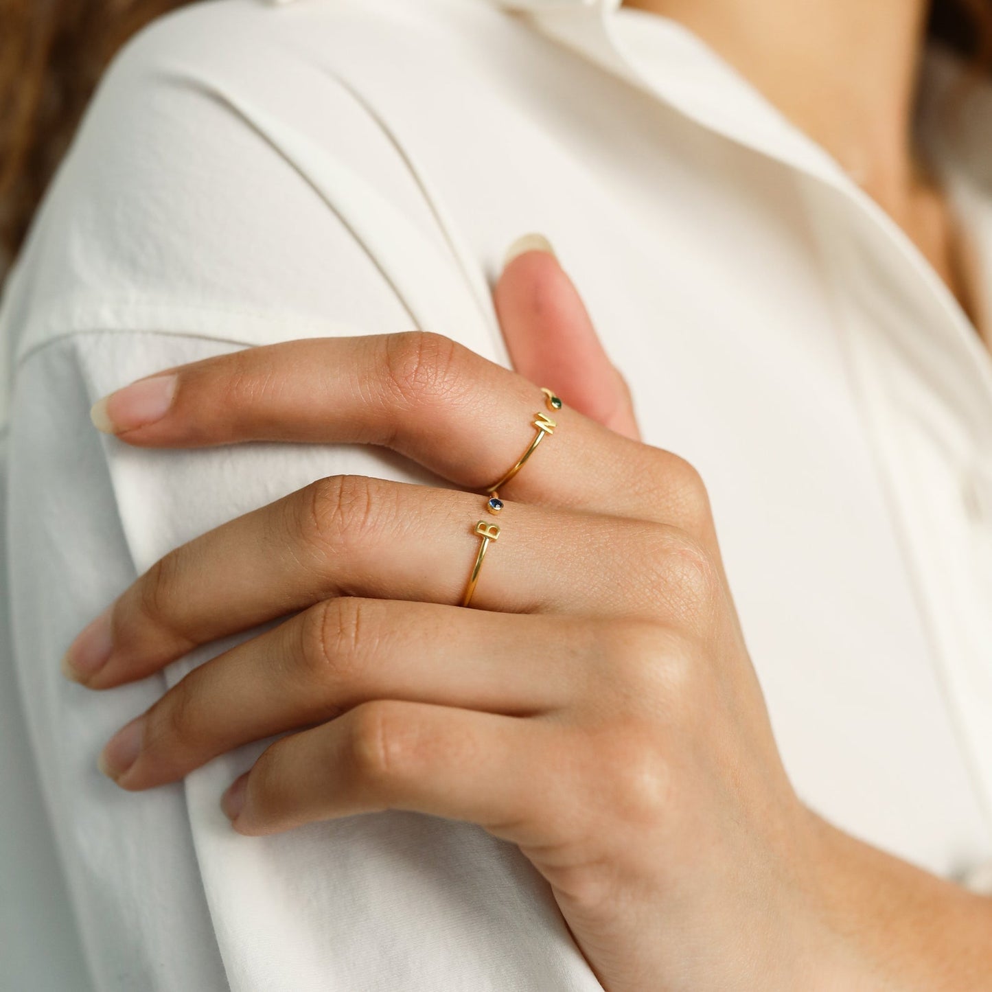 Modern Initial Birthstone Ring: Personalized Sparkle