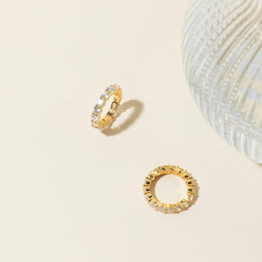 Christy Ring - 18K Gold Plated Sterling Silver Eternity Band with CZ Diamonds