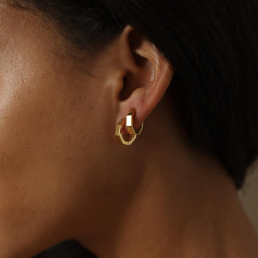 Chic Sophistication: Audrey Hexagon Huggie Earrings