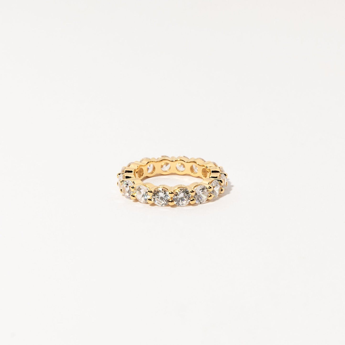 Christy Ring - 18K Gold Plated Sterling Silver Eternity Band with CZ Diamonds
