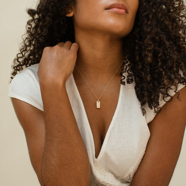 Pave Tag Charm Necklace