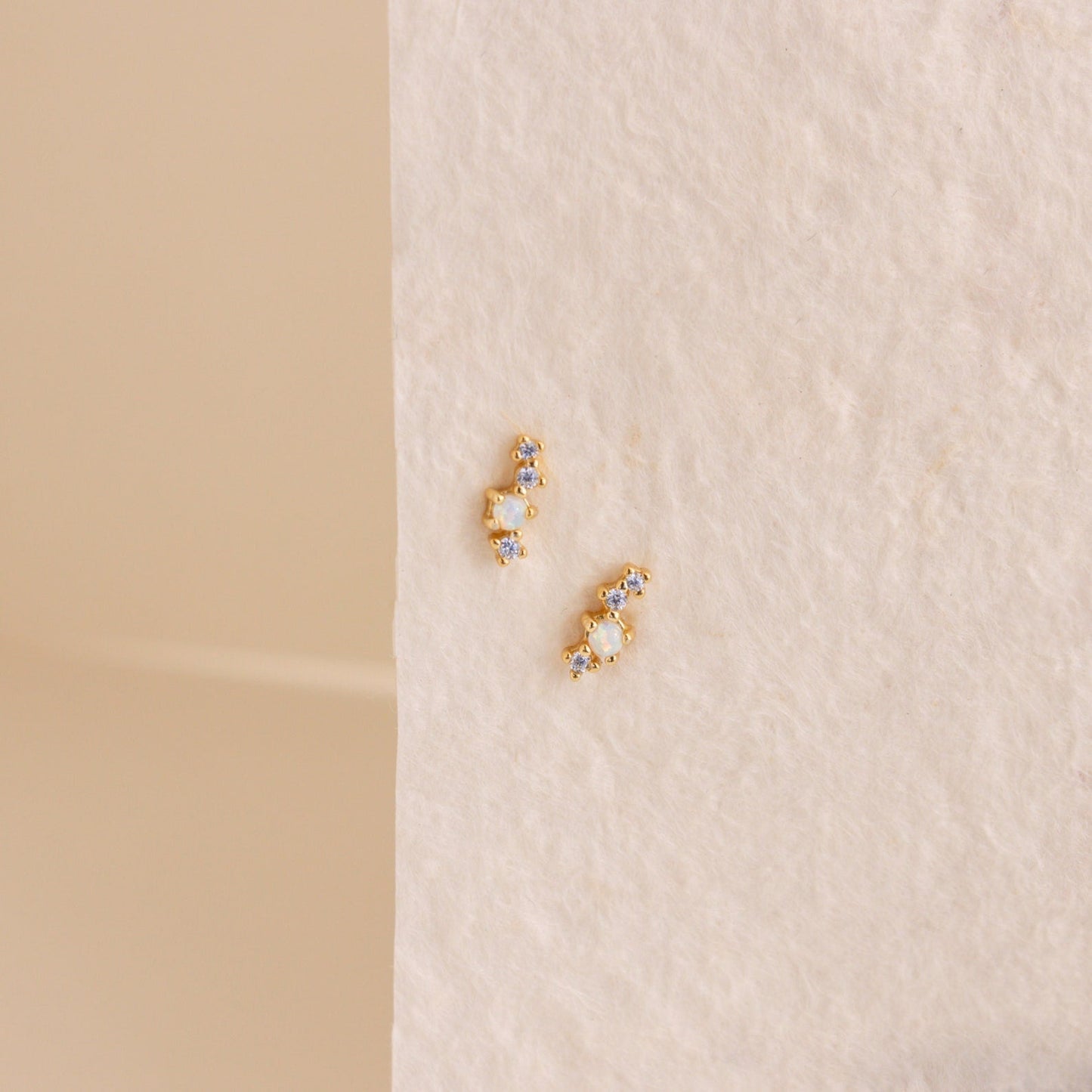 Nile Opal and Diamond Studs 18K Gold
