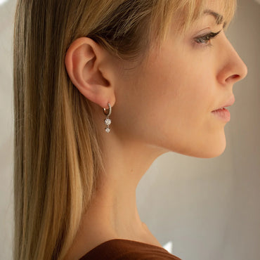 Caroline Pave Drop Huggie Hoops